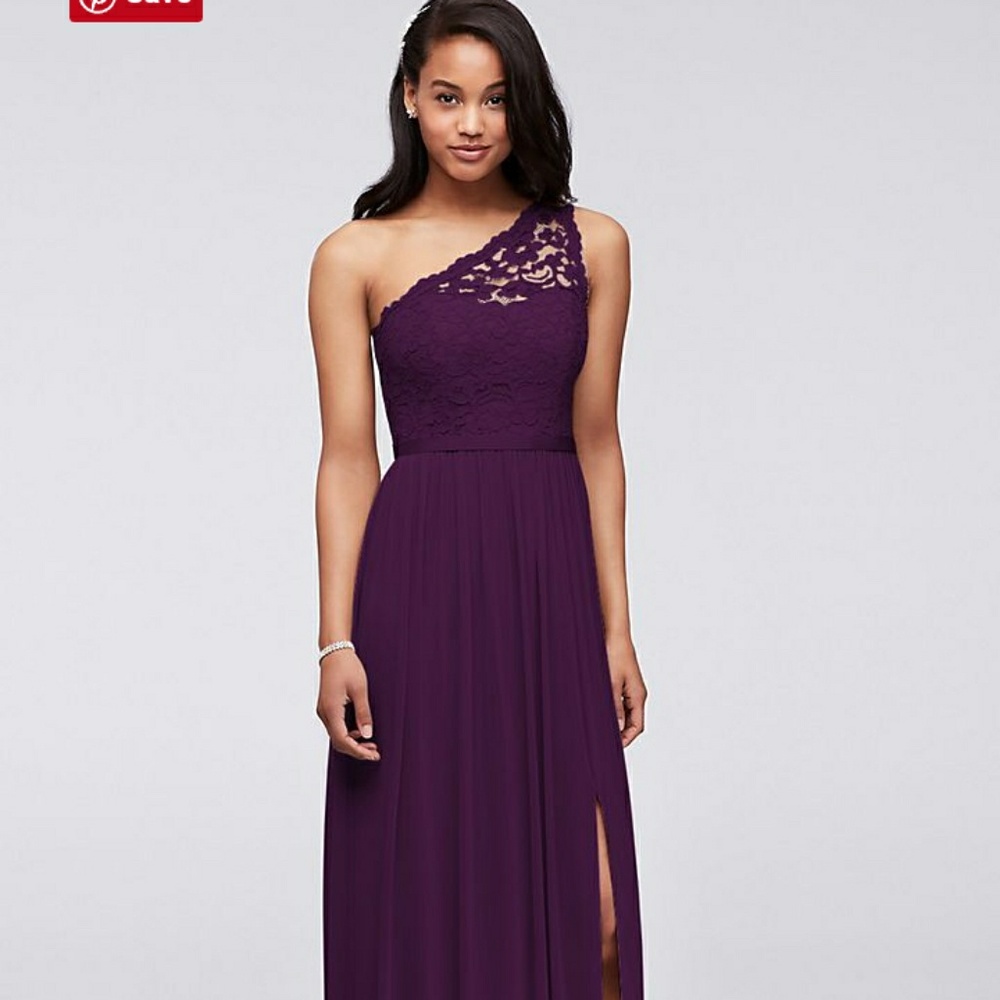 Long One Shoulder Bridal Gown - Plum